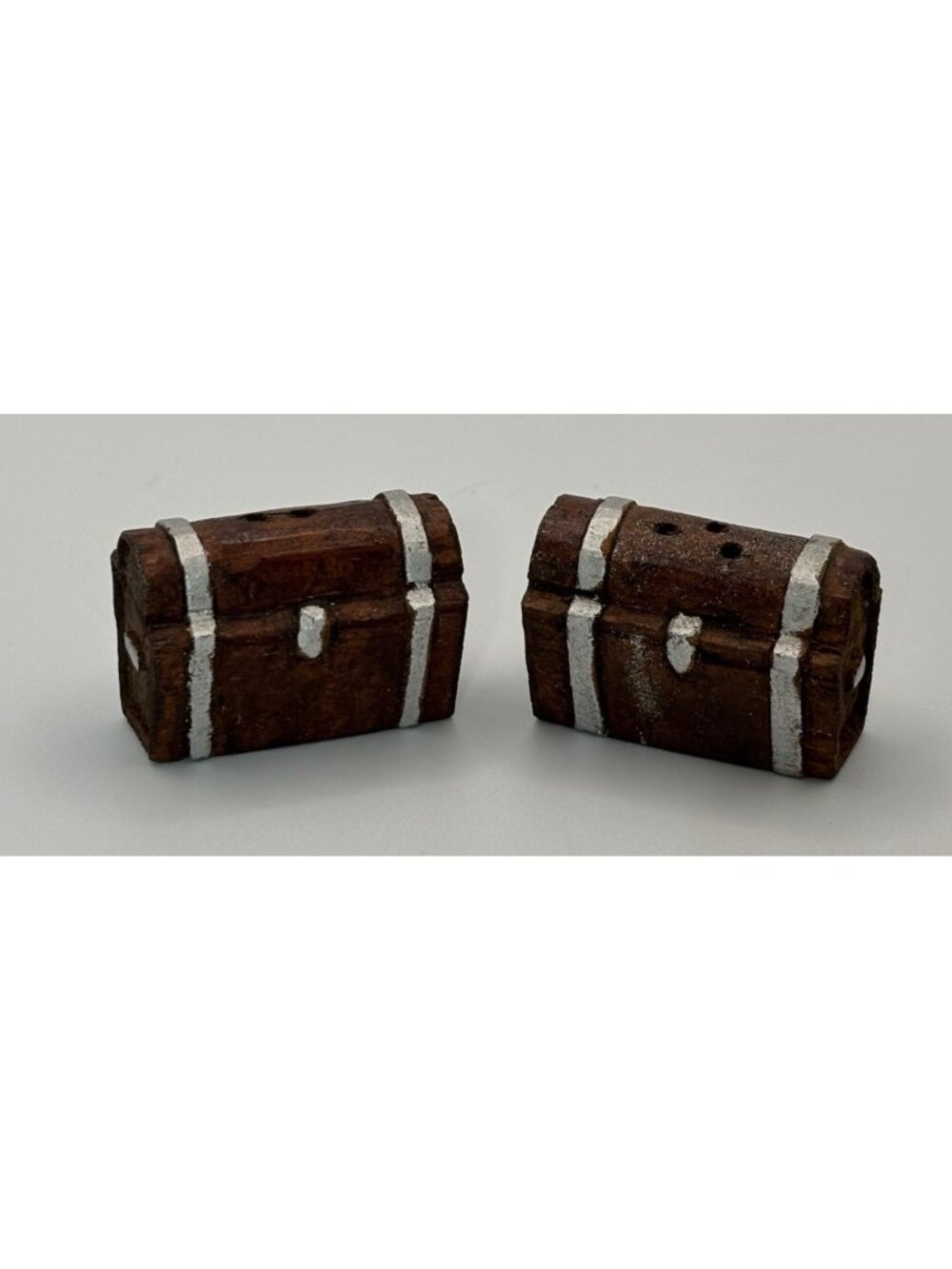 Miniature Pirate Chest Salt & Pepper Shakers Painted Wood